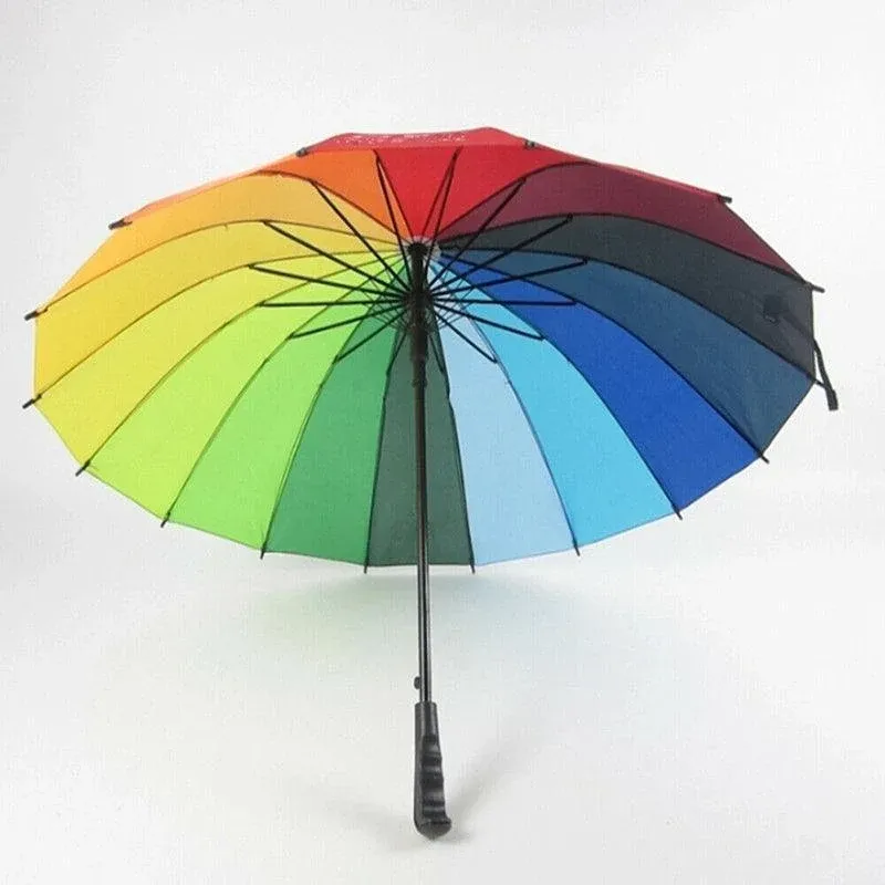 16 Ribs Large Rainbow Umbrella Fashion Straight Long Handle Anti Uv Sun Rain Au view 5