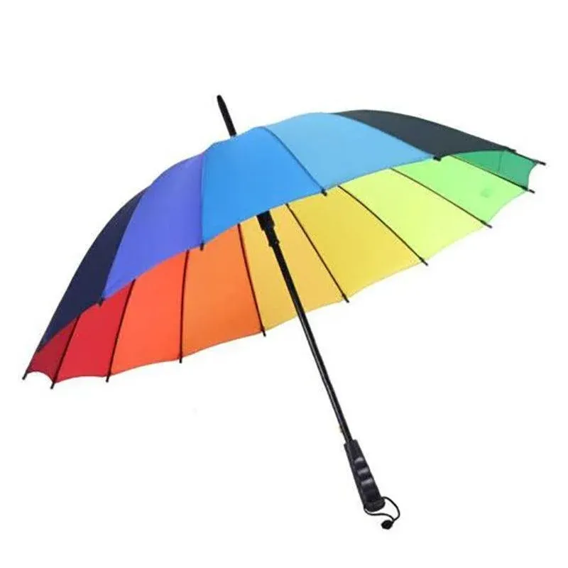 16 Ribs Large Rainbow Umbrella Fashion Straight Long Handle Anti Uv Sun Rain Au view 6