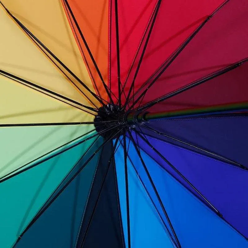 16 Ribs Large Rainbow Umbrella Fashion Straight Long Handle Anti Uv Sun Rain Au view 9
