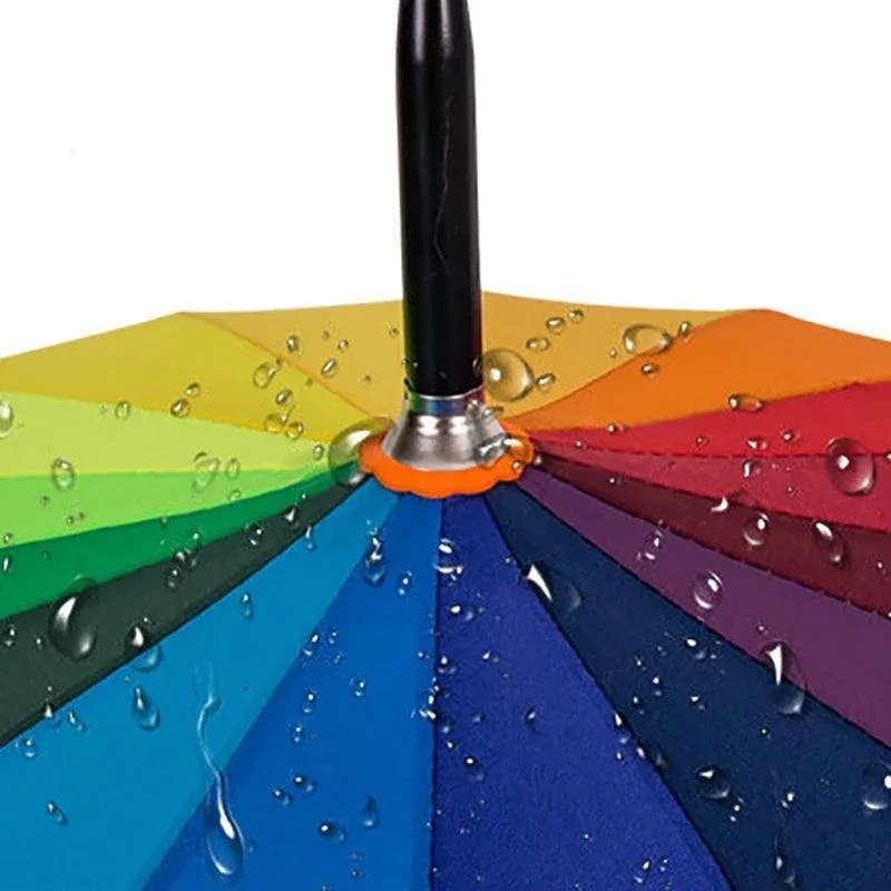 16 Ribs Large Rainbow Umbrella Fashion Straight Long Handle Anti Uv Sun Rain Au view 10