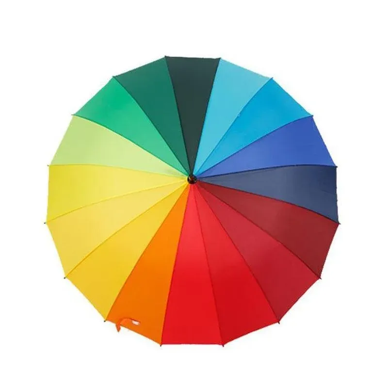 16 Ribs Large Rainbow Umbrella Fashion Straight Long Handle Anti Uv Sun Rain Au view 12