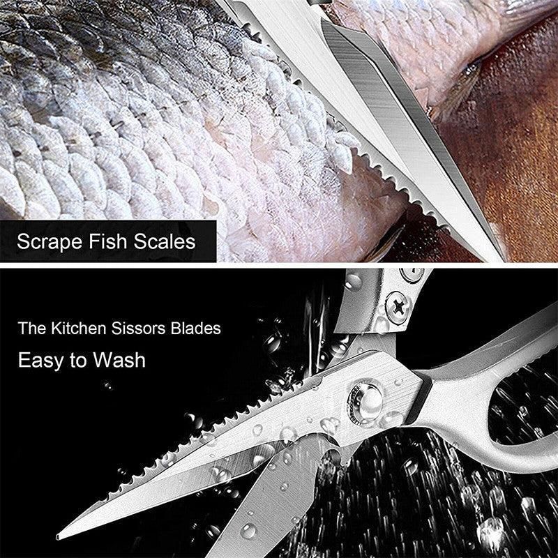2X Japanese Heavy Duty Stainless Steel Kitchen Scissors Shears Fish Chicken view 3