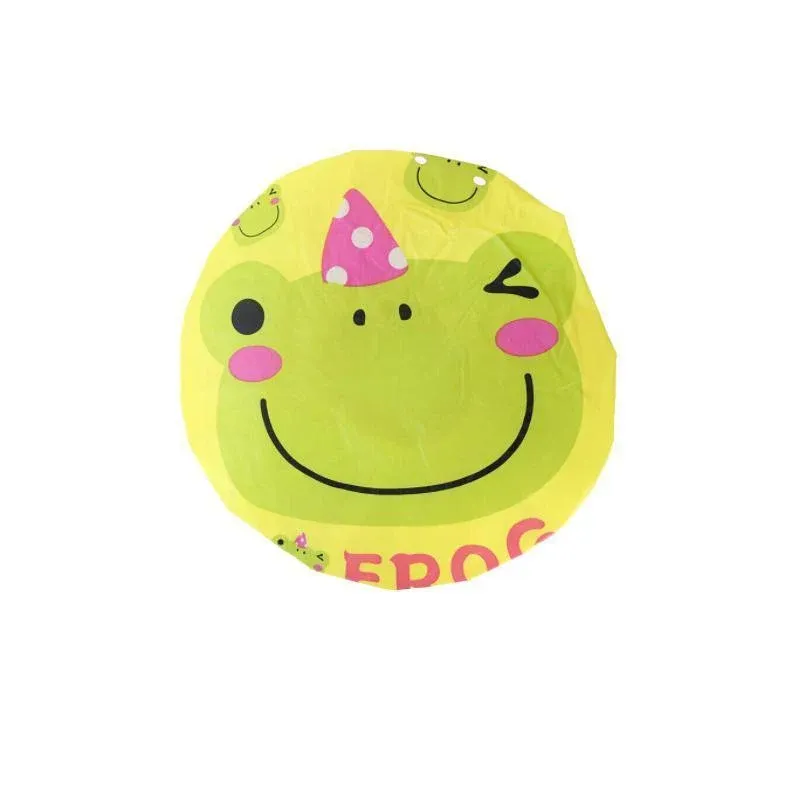 Reusable Women Girls Hair Wrap Waterproof Shower Bath Shower Cap Hat - Frog — image 1
