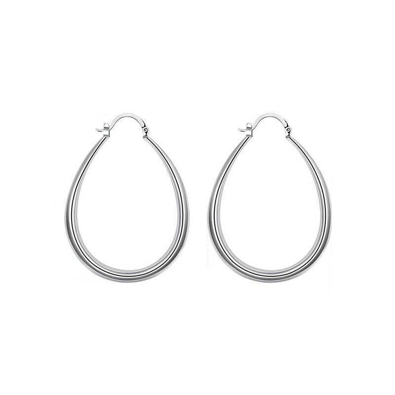 Elegant Teardrop Silver Filled Hoop Earrings 41mm Lightweight Fashion Jewelry view 2