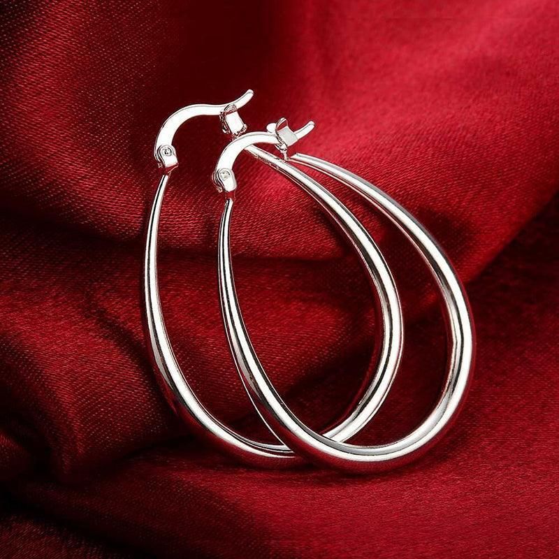 Elegant Teardrop Silver Filled Hoop Earrings 41mm Lightweight Fashion Jewelry view 4