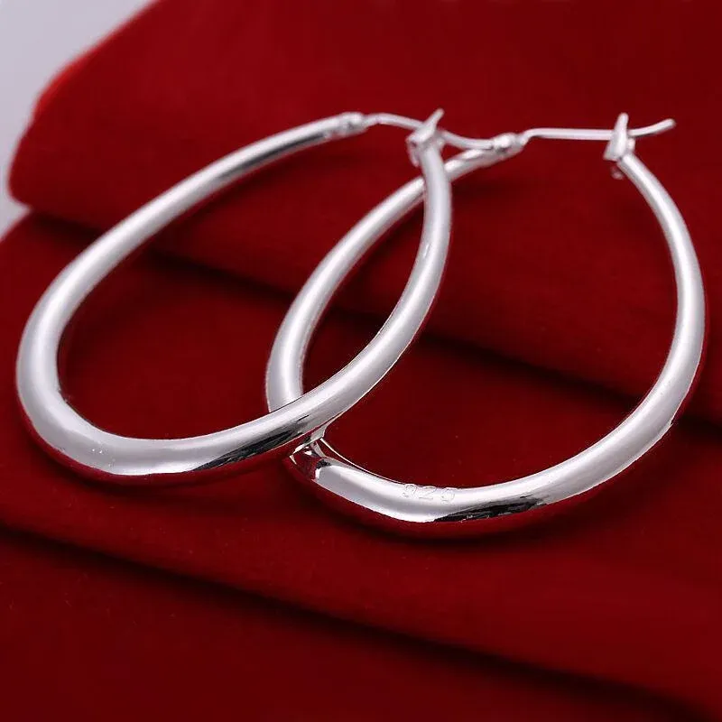 Elegant Teardrop Silver Filled Hoop Earrings 41mm Lightweight Fashion Jewelry view 5