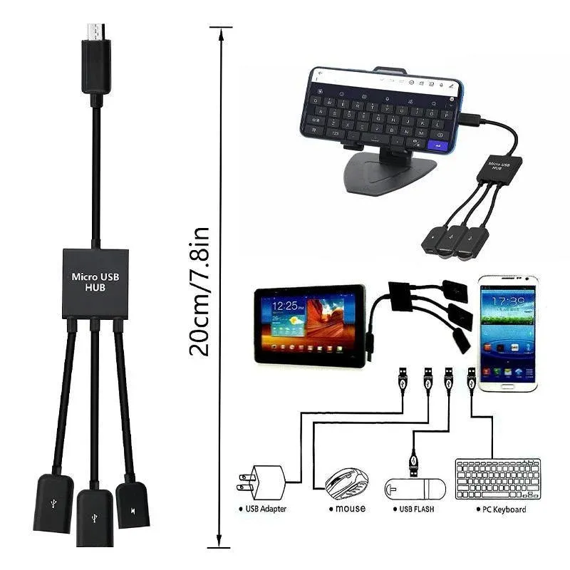 Micro USB 2.0 OTG HUB Cable Adapter AU Male to Female Dual Host Fast Transfer view 3