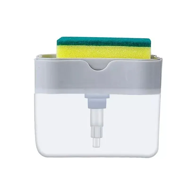 2 In 1 Soap Pump Dispenser Sponge Holder Dish Washing Liquid Container Kitchen — image 1