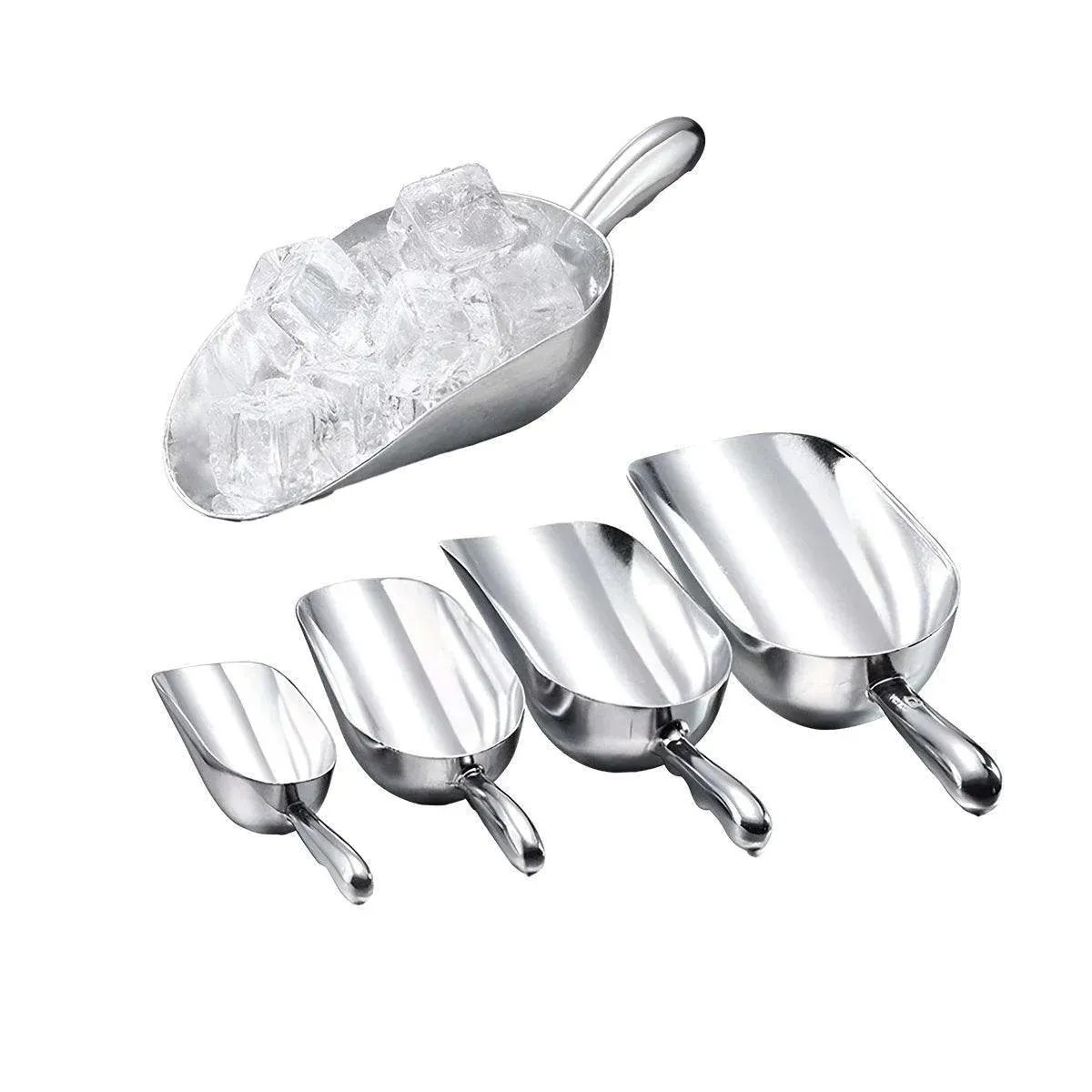 4 Sizes Aluminum Alloy Ice Shovel Flour Rice Scoop Multipurpose Kitchen Tool - L view 3