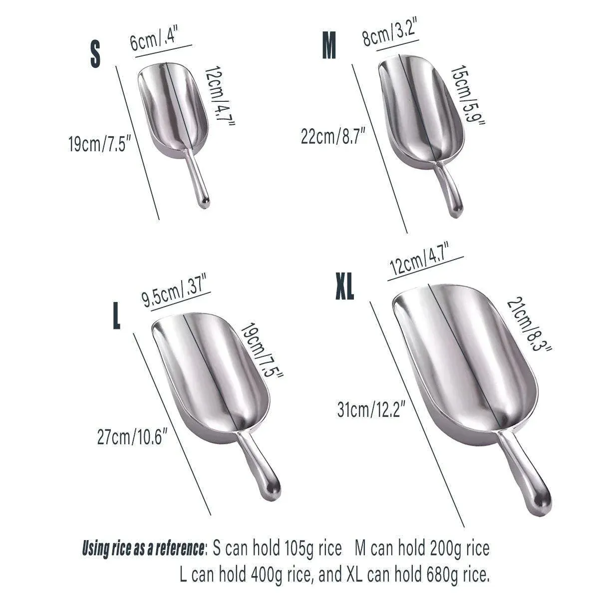 4 Sizes Aluminum Alloy Ice Shovel Flour Rice Scoop Multipurpose Kitchen Tool - XL view 4