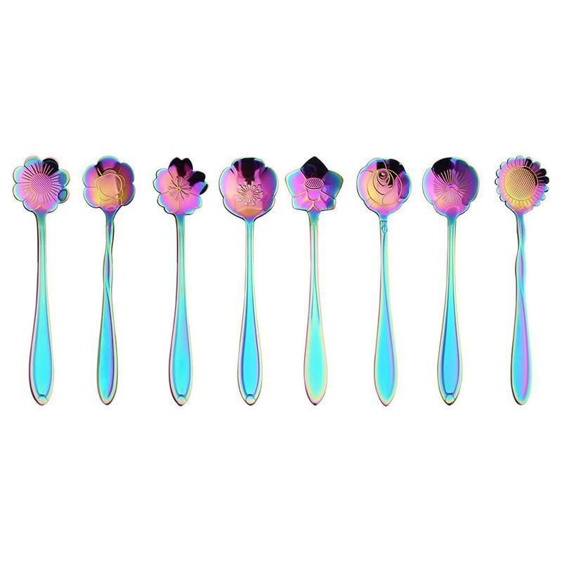 8X Spoon Long Handle Dessert Tea Coffee Mixing Spoon Stainless Steel Teaspoon — image 1