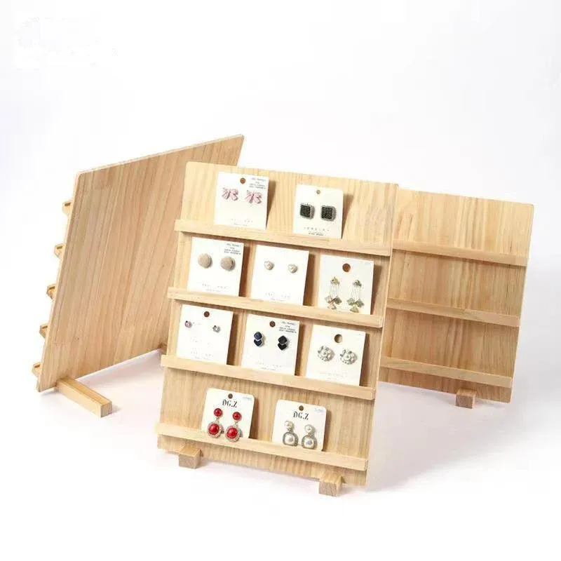 Wooden Earrings Display Rack Multi Tier Jewelry Stand Organizer Earrings view 11