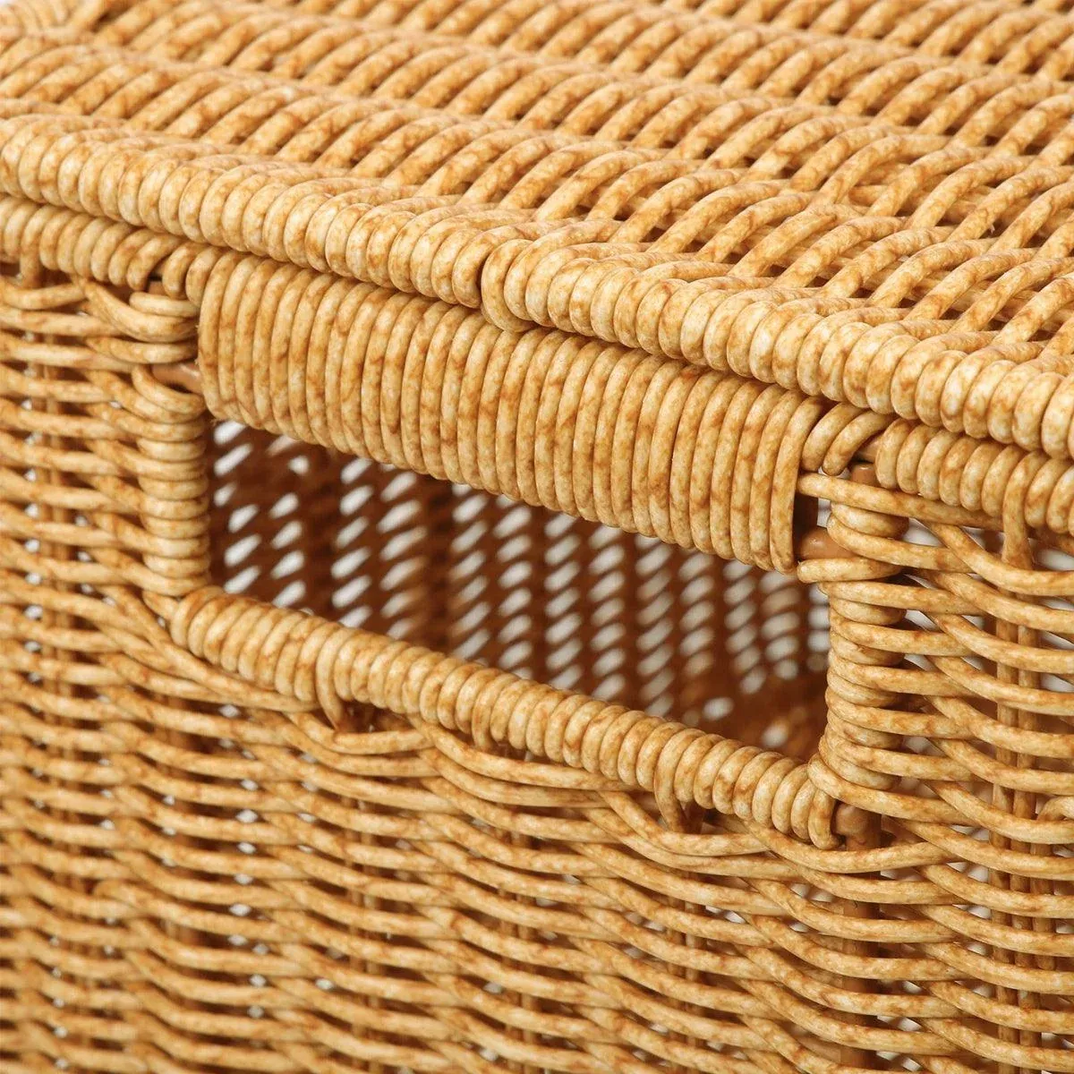 Storage Box Bedroom Organizer Faux Rattan Woven Basket with Lid Home view 8