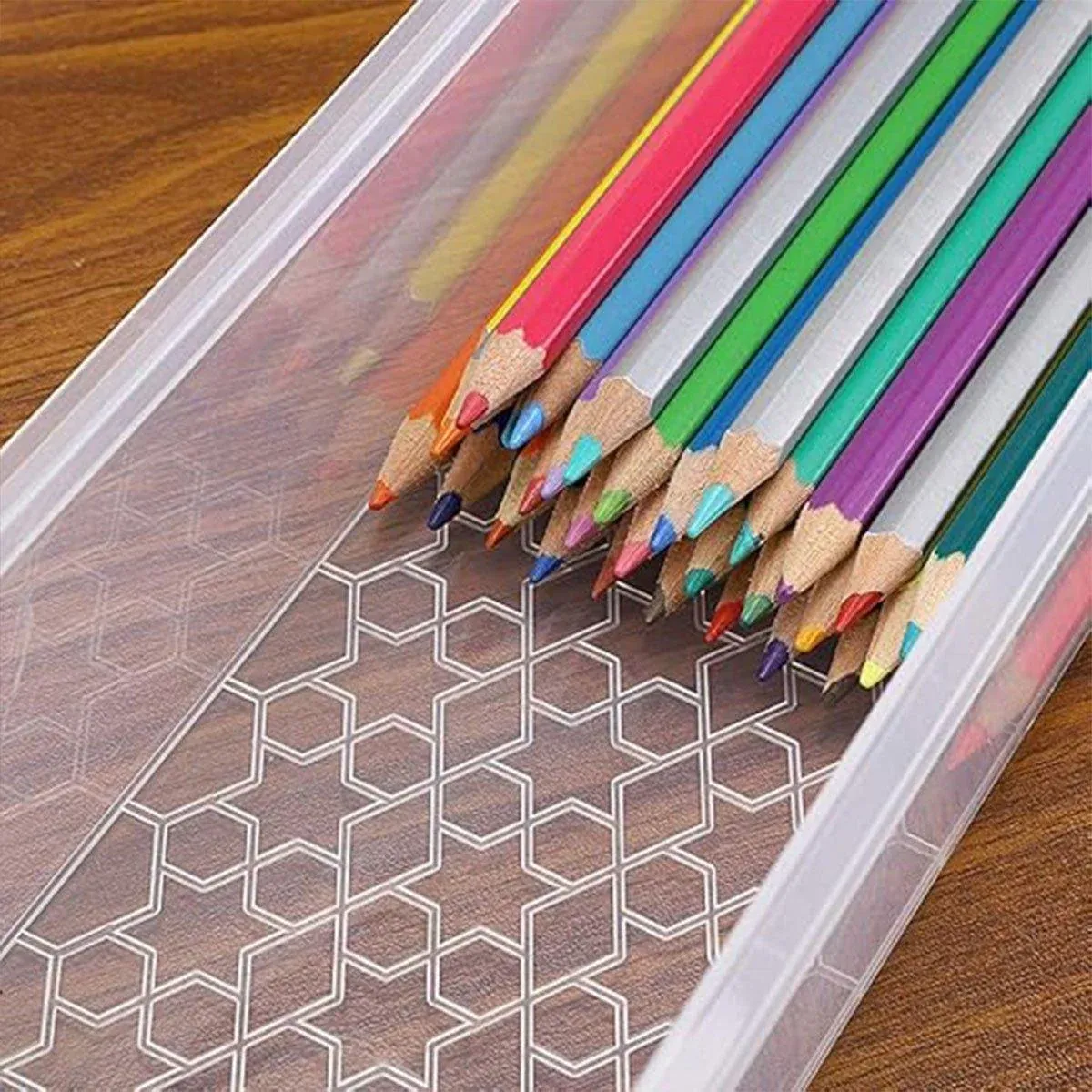 3PCS Clear Plastic Desktop Storage Box 2 Layer Holder DIY Stationery Pencil view 12