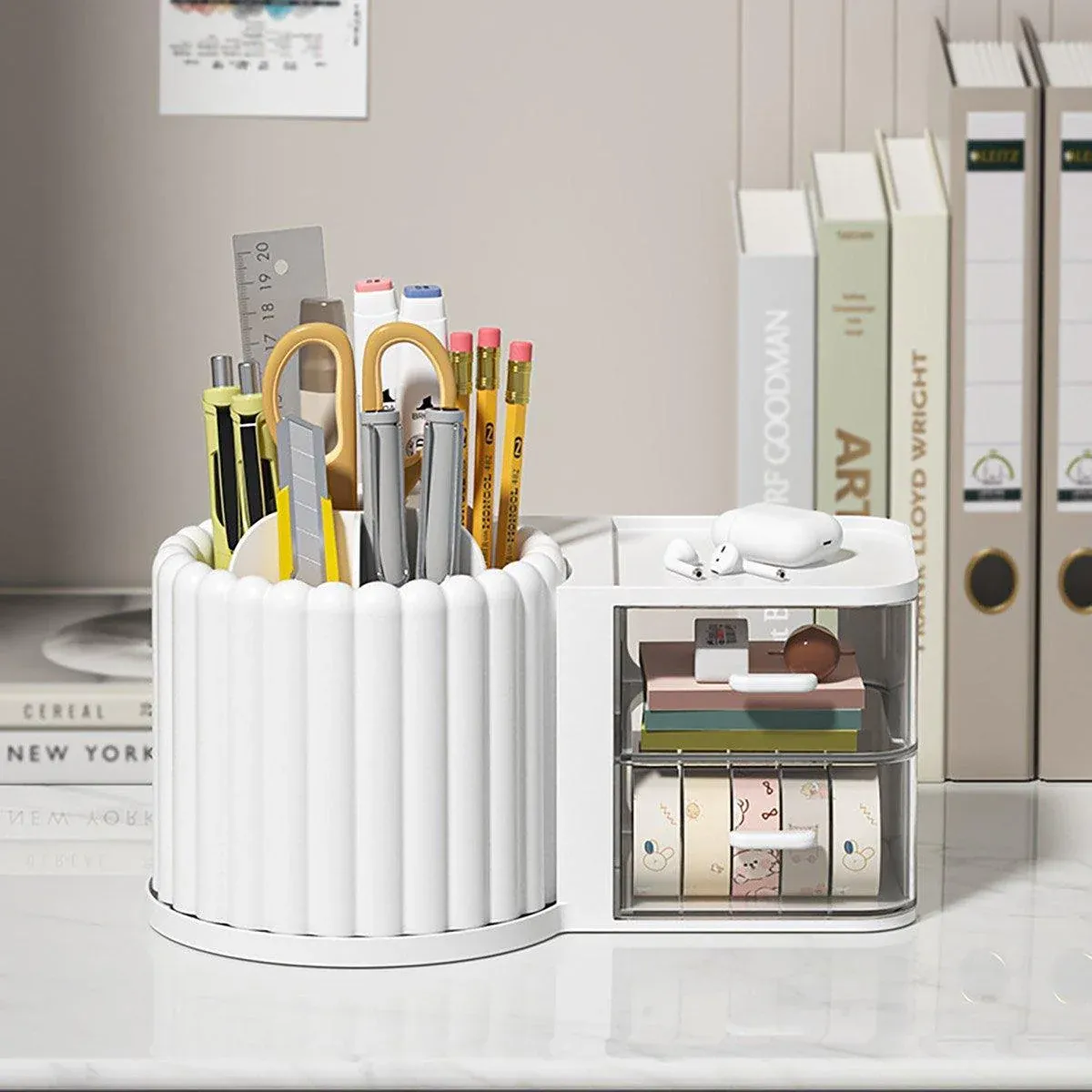 Rotating Cosmetic Pen Holder Dustproof Waterproof Storage Box Sanitary view 11