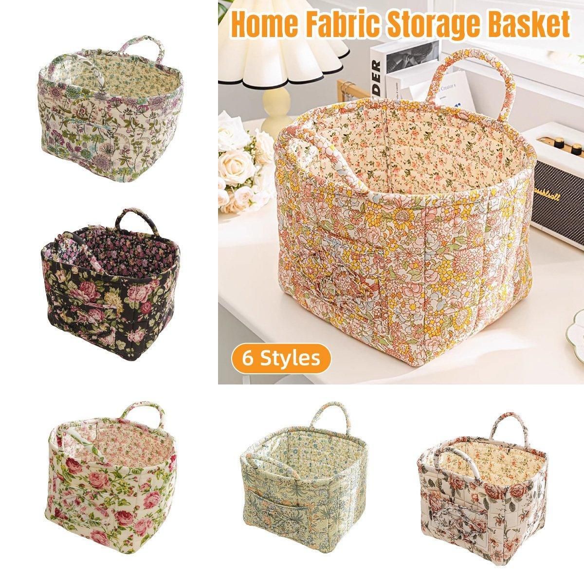 Portable Fabric Storage Basket Korean Pastoral Style Organizer for Home view 2
