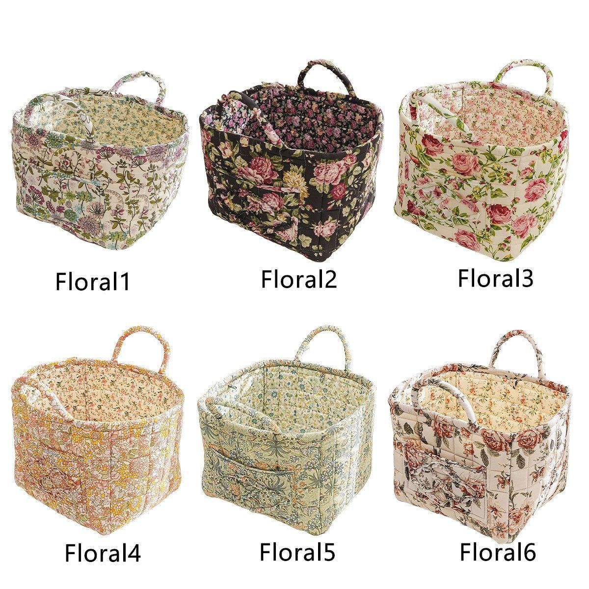 Portable Fabric Storage Basket Korean Pastoral Style Organizer for Home view 5