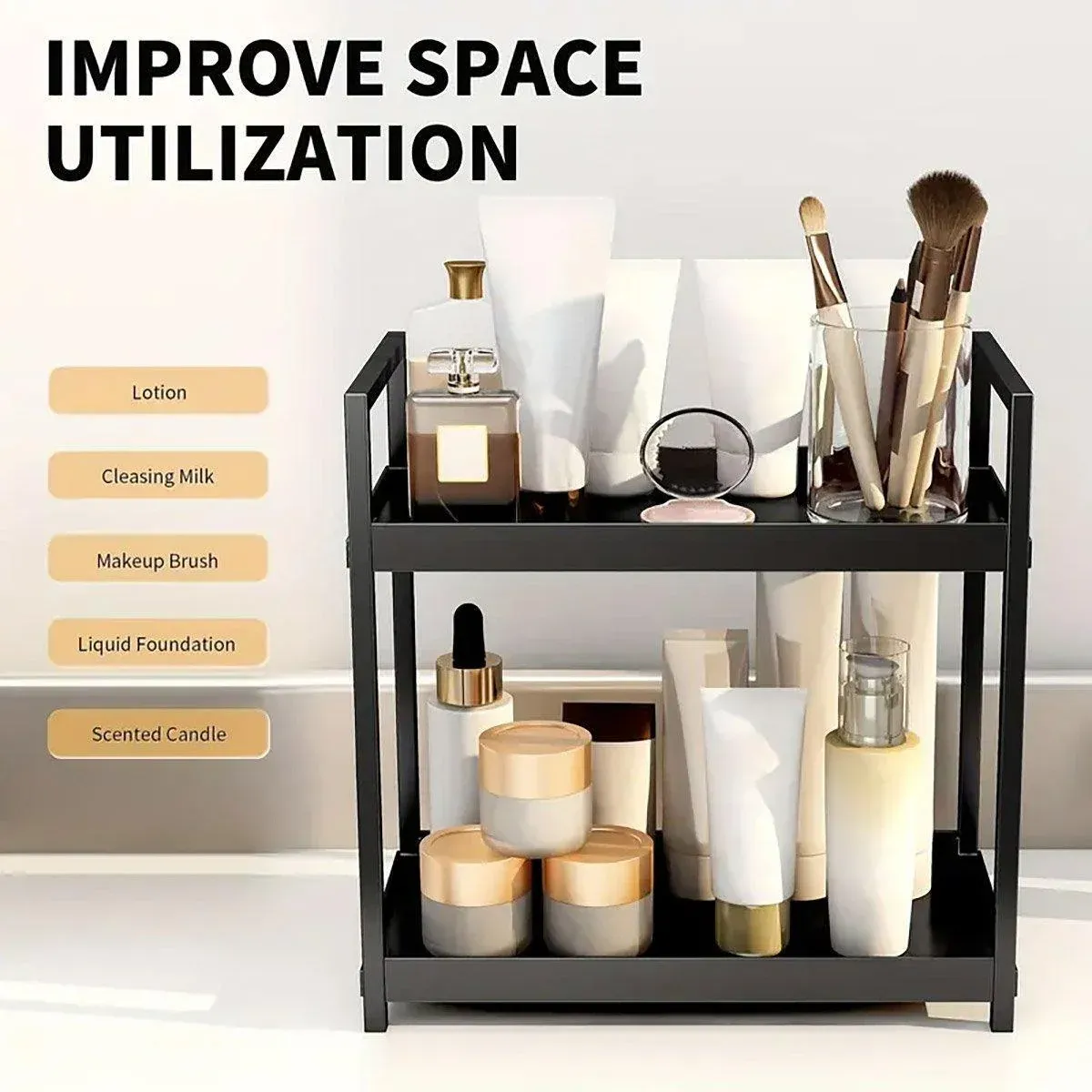 Multi-layer Cosmetic Storage Rack Desktop Organizer for Bathroom Dormitory Use view 5