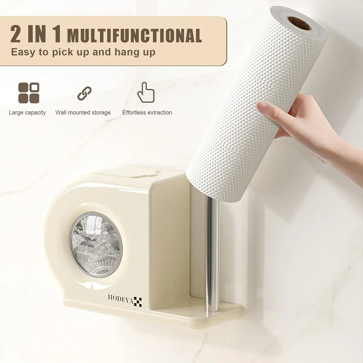 Wall Mounted Kitchen Storage Rack for Plastic Bags Rags Film Organizer Box Use view 10