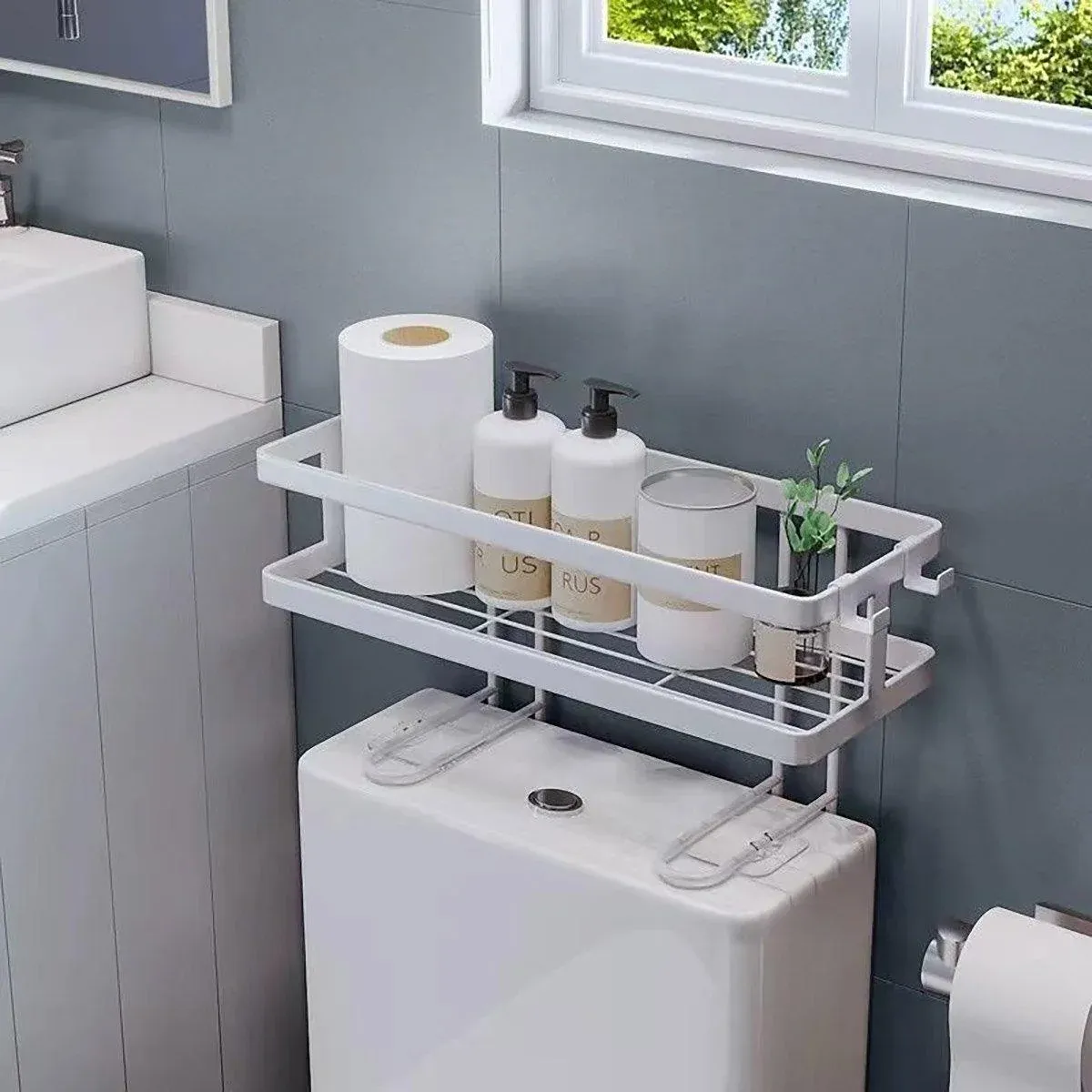 Storage Rack 1Tier Space Saver Over The Toilet Steel Bathroom Shelf Organizer view 10
