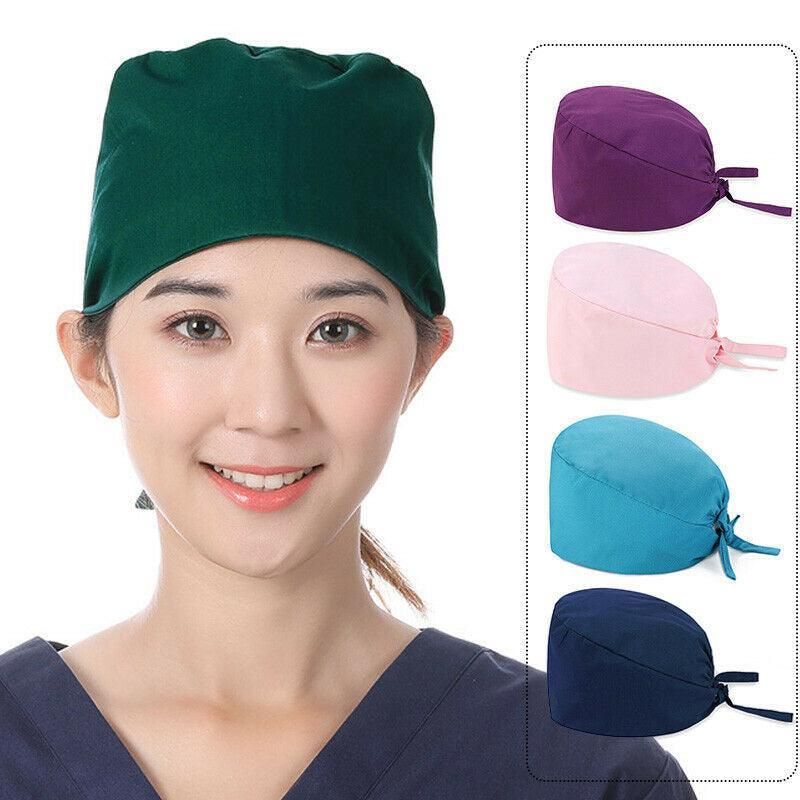 100% Cotton Unisex Surgical Scrub Cap for Doctors & Nurses - Blue view 4