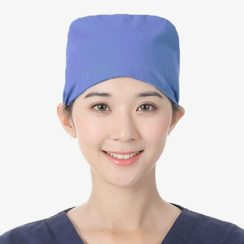 100% Cotton Unisex Surgical Scrub Cap for Doctors & Nurses - Blue view 10