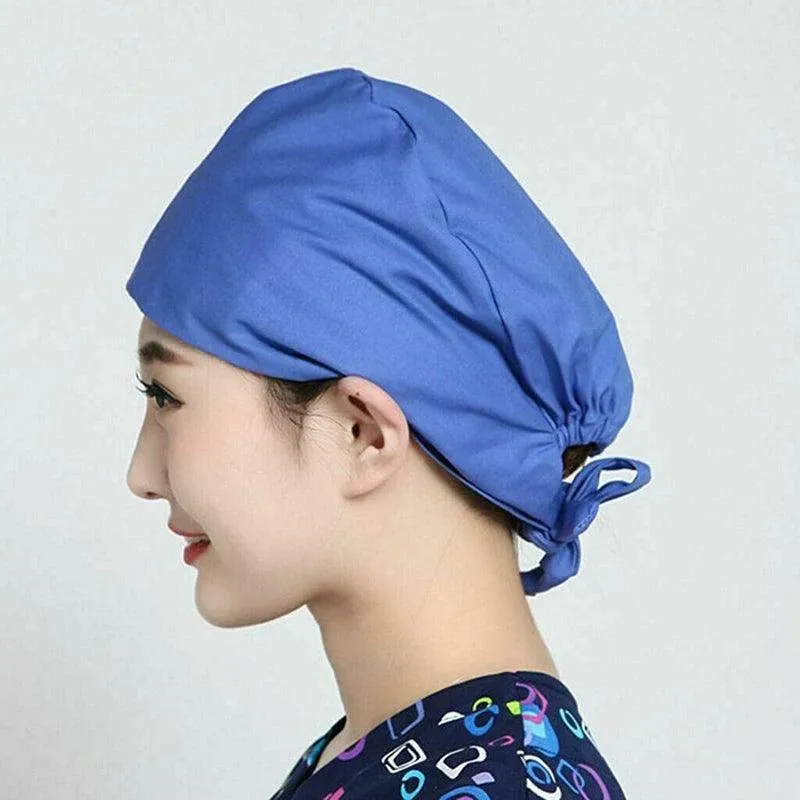 100% Cotton Unisex Surgical Scrub Cap for Doctors & Nurses - Blue view 13