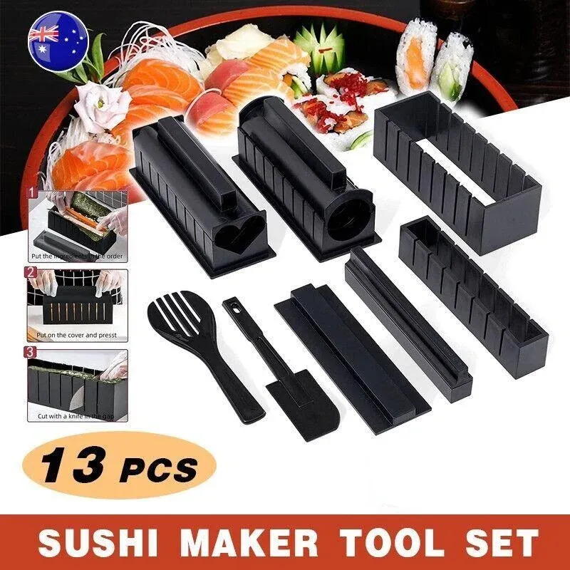 13Pcs Diy Sushi Maker Making Kit Rice Roller Mold Set For Beginners Kitchen Tool — image 1