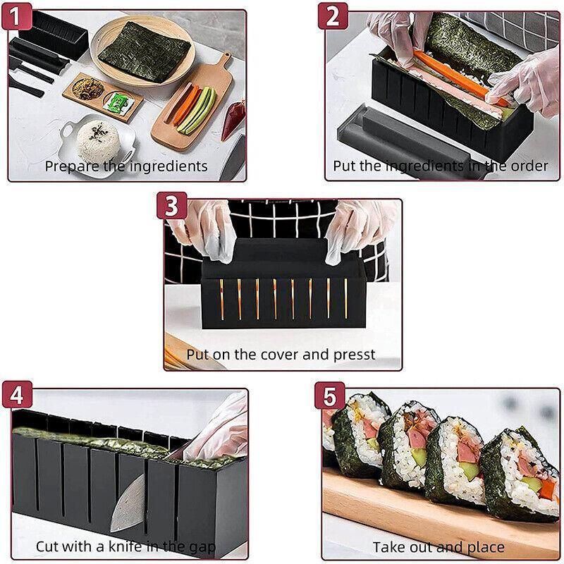 13Pcs Diy Sushi Maker Making Kit Rice Roller Mold Set For Beginners Kitchen Tool view 4