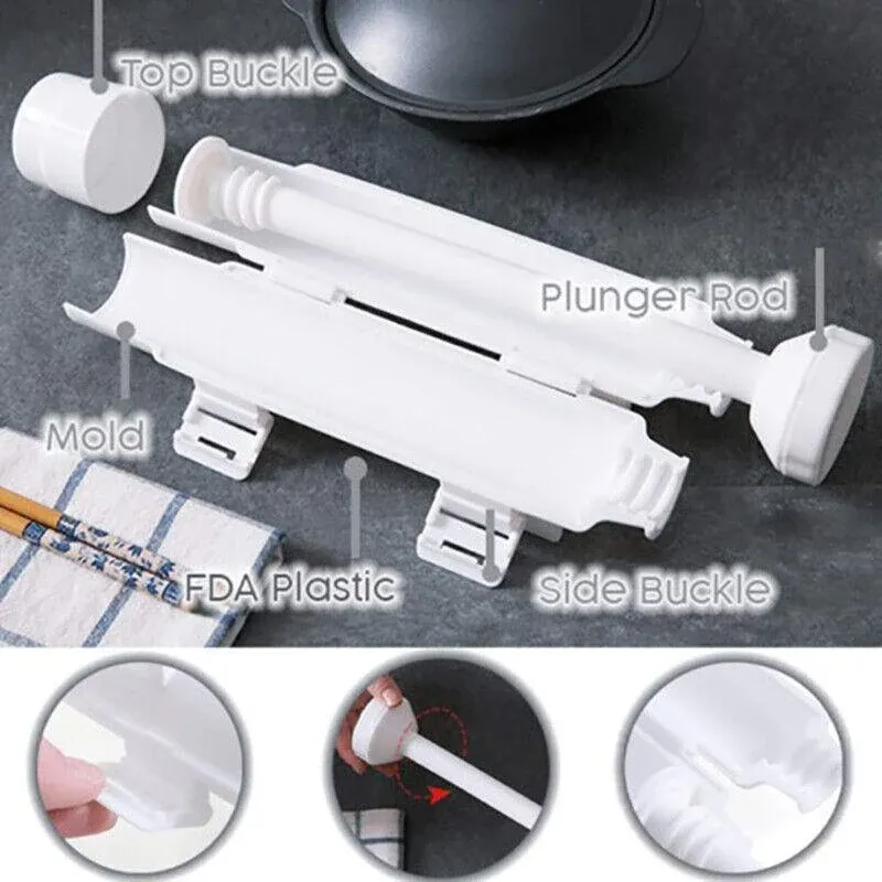Sushi Roller Maker Tool with Tube Plunger DIY Bazooka Rice Mold for Home Kitchen view 5