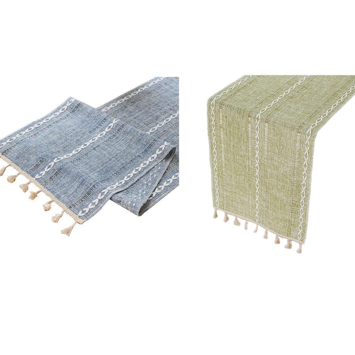 Solid Colour Woven Hollow Fringe Table Runner Home Dining Tablecloth view 3