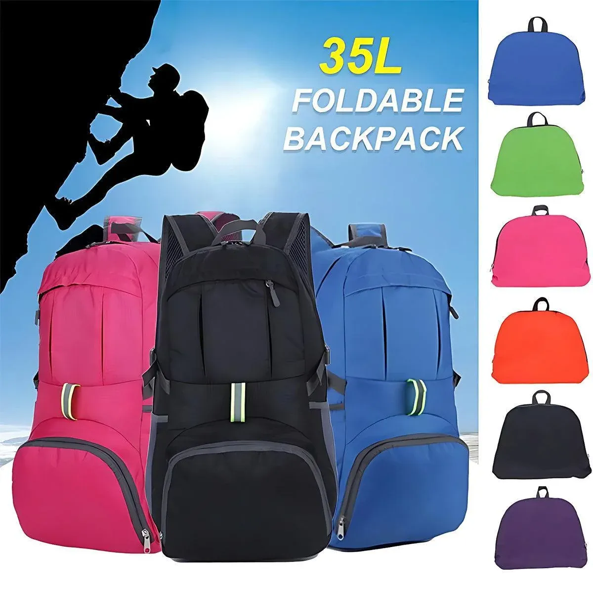 35L Light Foldable Outdoor Sports Backpack Camping Hiking Travel Bag - Green view 2
