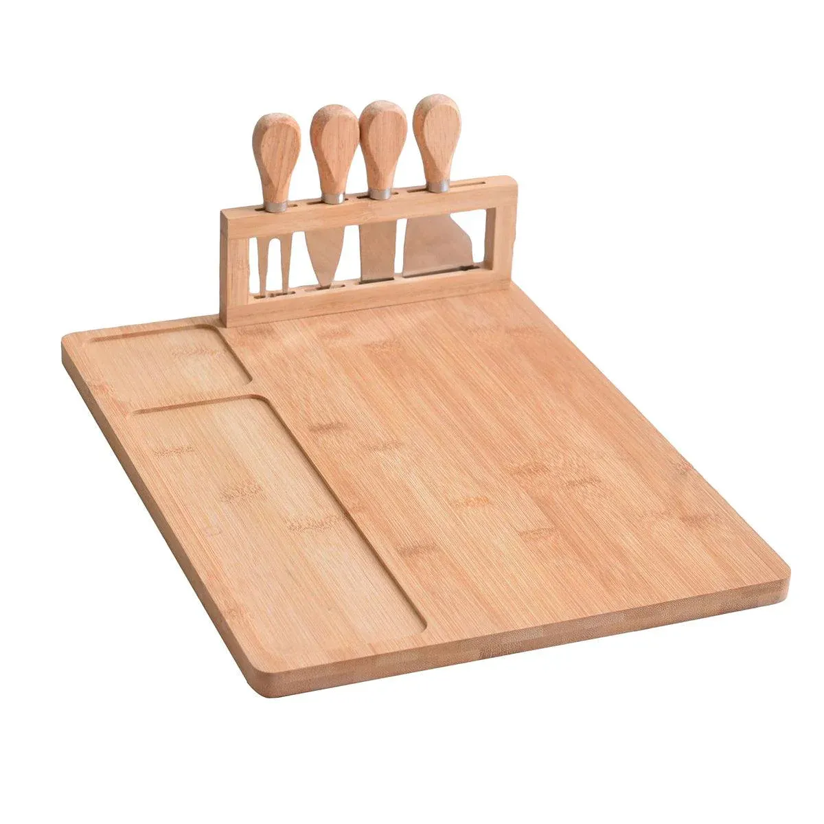 Bamboo Chopping Board Cheese Board Set with Knife Kitchen Charcuterie Serving view 2