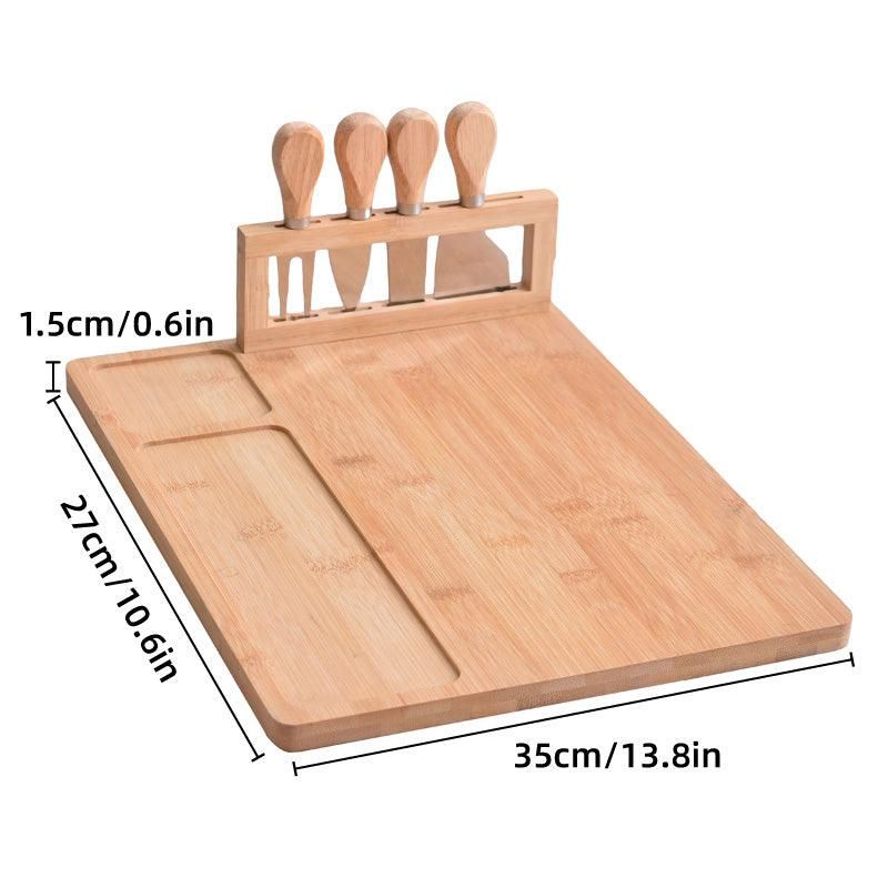 Bamboo Chopping Board Cheese Board Set with Knife Kitchen Charcuterie Serving view 3