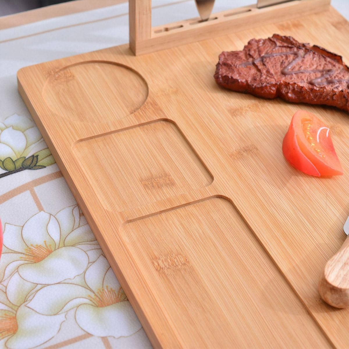 Bamboo Chopping Board Cheese Board Set with Knife Kitchen Charcuterie Serving view 6