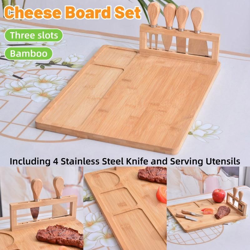 Bamboo Chopping Board Cheese Board Set with Knife Kitchen Charcuterie Serving view 15