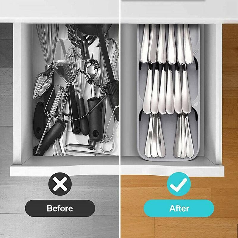 Kitchen Drawer Utensil Cutlery Tray Organizer Insert Spoon Fork Knife Divider view 5
