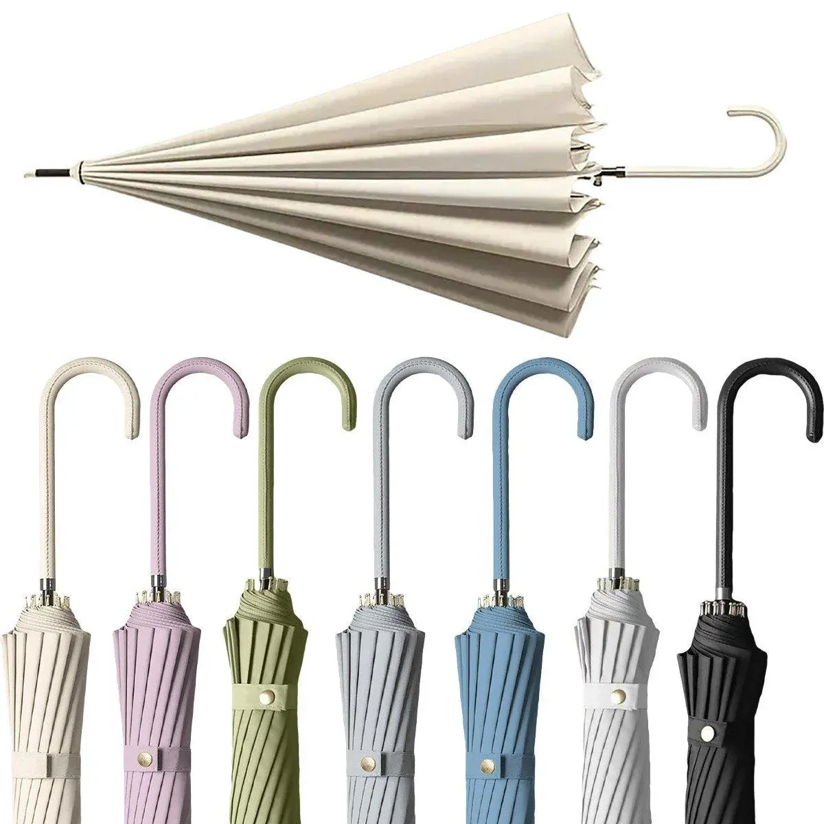 Large 16 Bone Automatic Umbrella Unisex Long Handle Dual Use Rain Sun Umbrella view 3