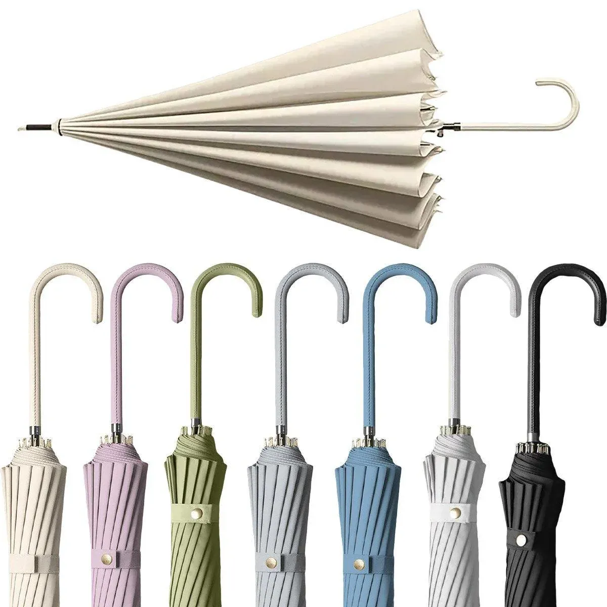 Large 16 Bone Automatic Umbrella Unisex Long Handle Dual Use Rain Sun Umbrella view 3