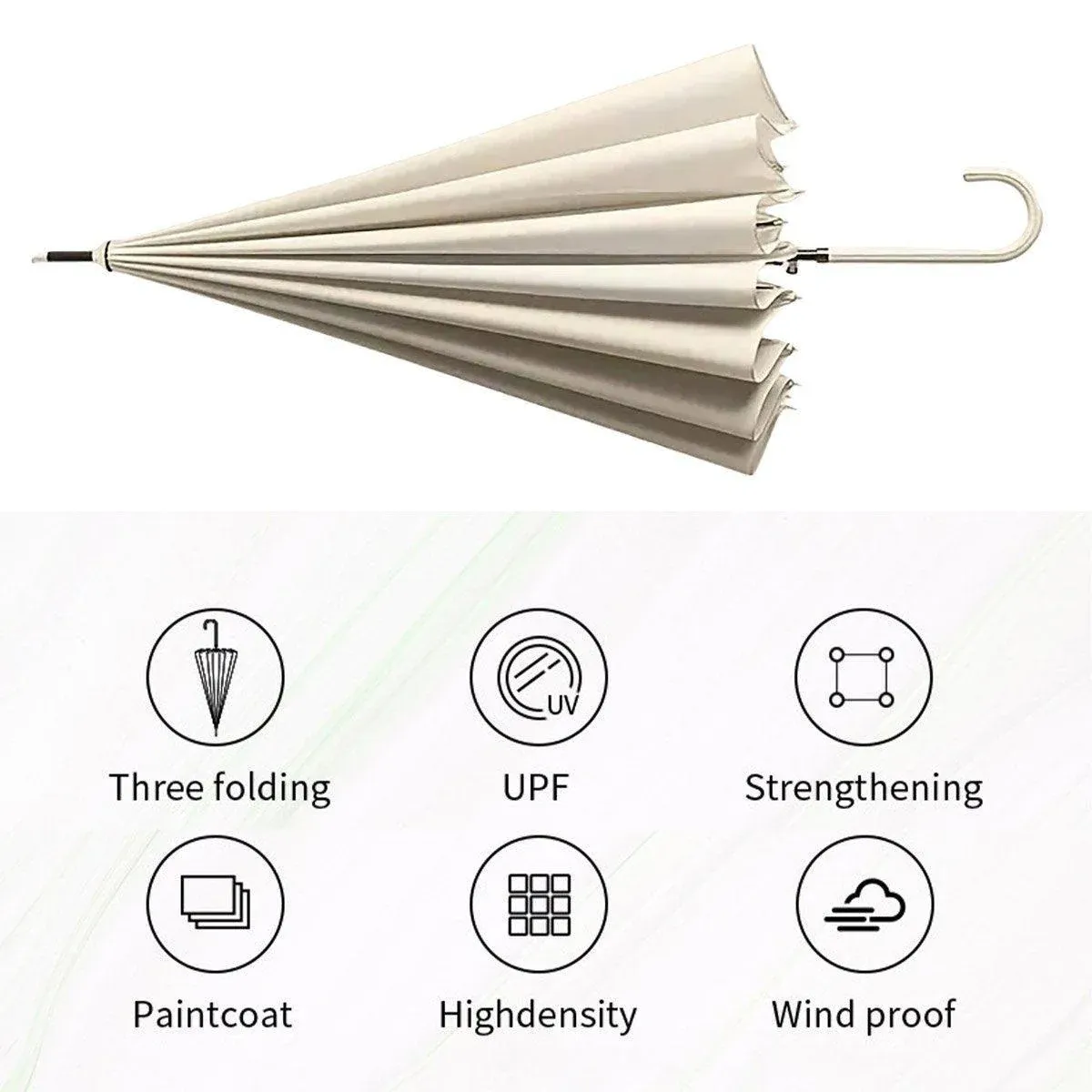 Large 16 Bone Automatic Umbrella Unisex Long Handle Dual Use Rain Sun Umbrella view 7