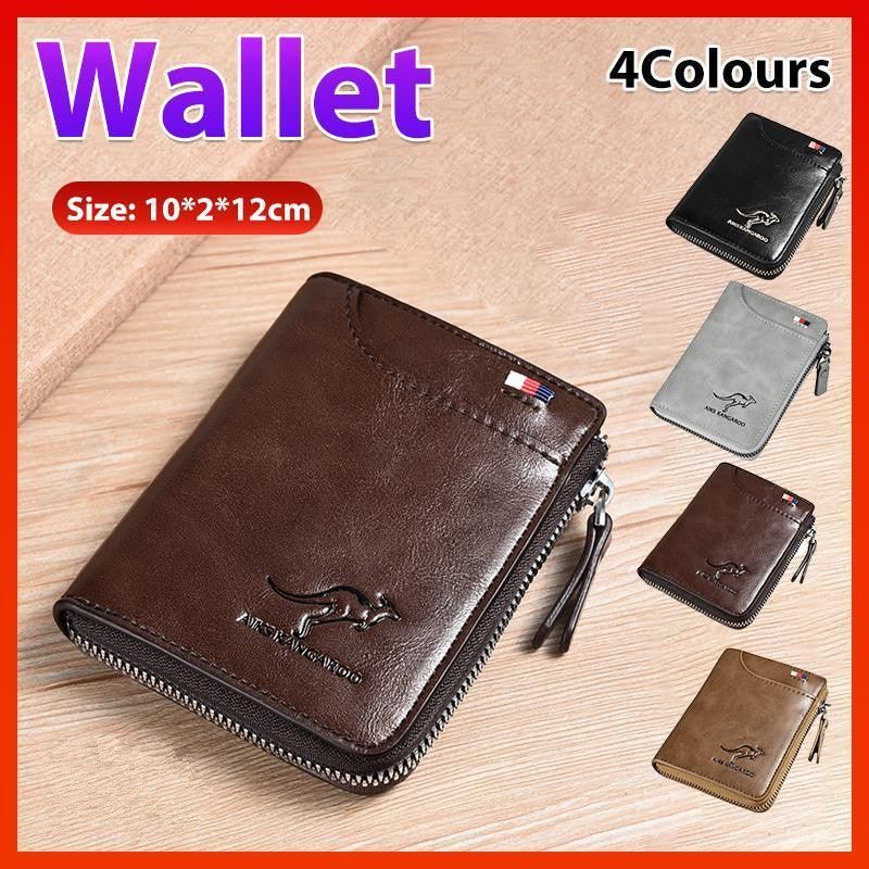 Men'S Rfid Blocking Leather Short Wallet Credit Id Card Cash Holder Purse view 2