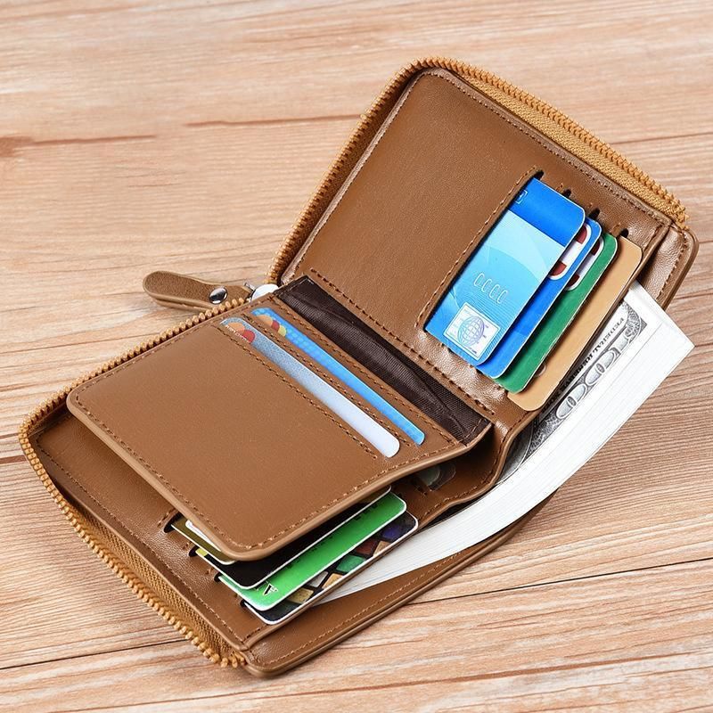 Men'S Rfid Blocking Leather Short Wallet Credit Id Card Cash Holder Purse view 6