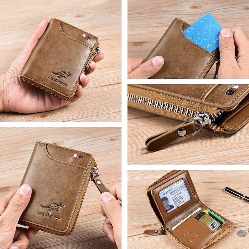 Men'S Rfid Blocking Leather Short Wallet Credit Id Card Cash Holder Purse view 10