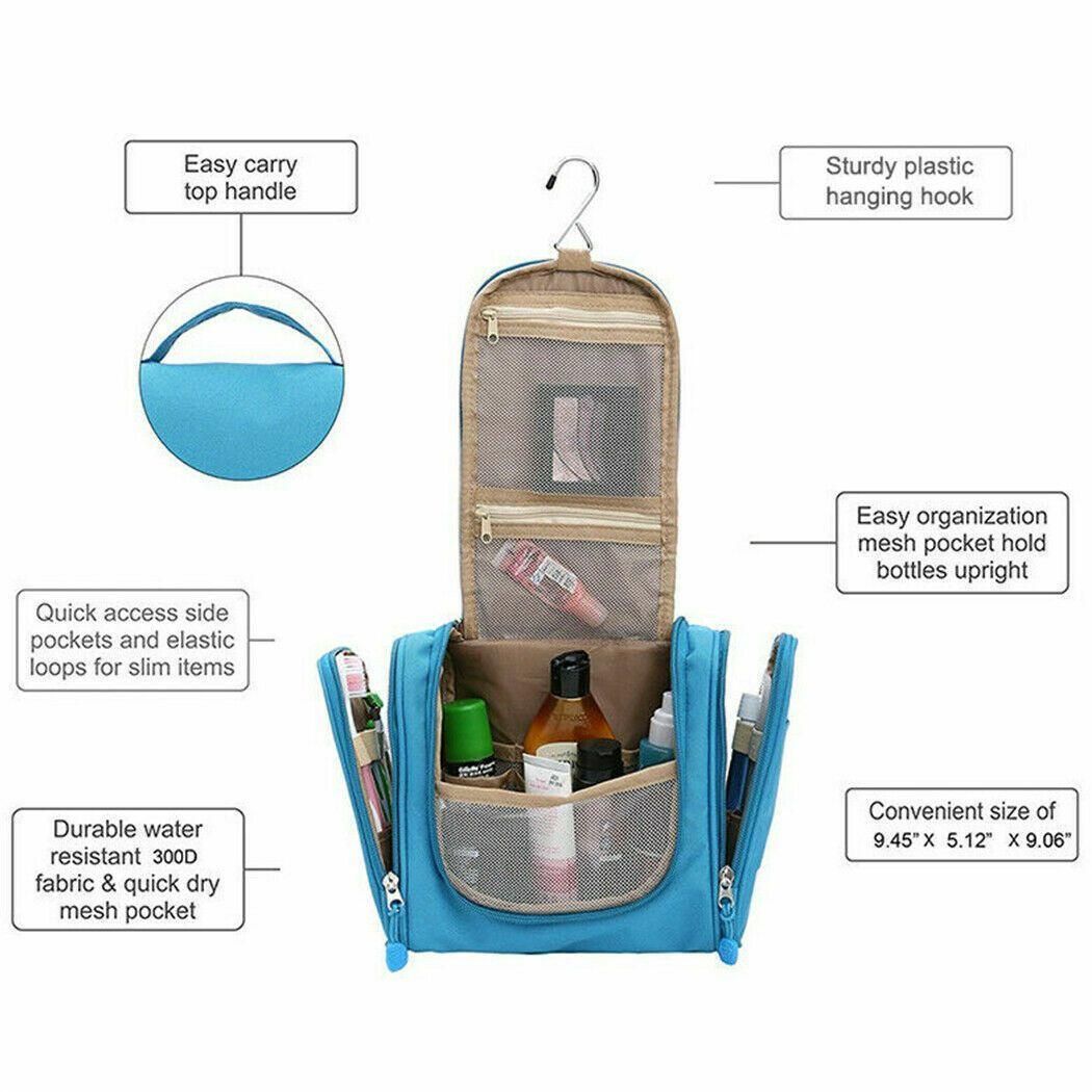Makeup Bag Hanging Travel Toiletry Cosmetic Organizer Wash Bag Waterproof - Red view 12