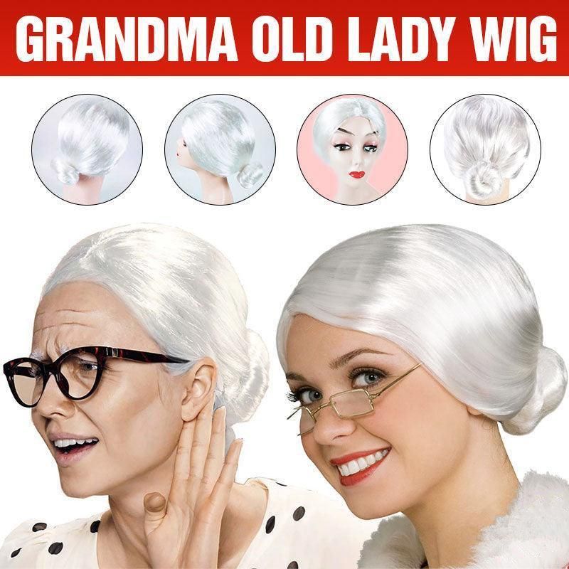 1X Grandma Wig Old Lady Woman White Granny Mother Dress Up Costume Party — image 1