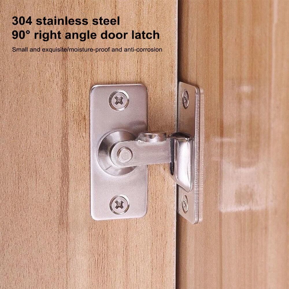 90 Degree Sliding Door Lock Hasp - Stainless Steel Corner Latch - Silver-2PCS view 5