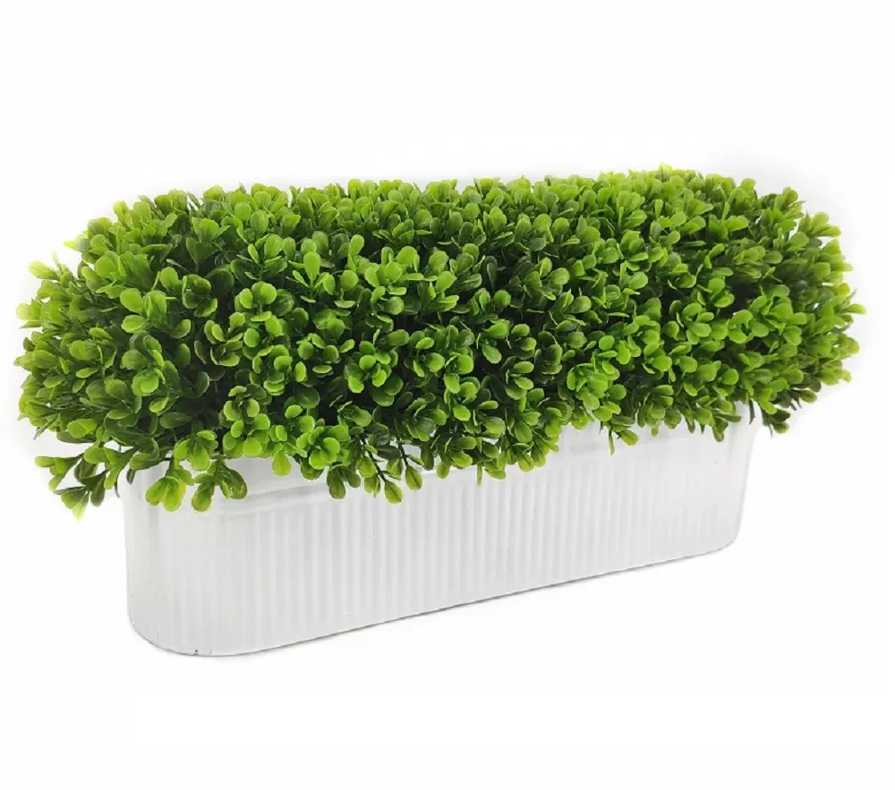 Artificial Grass in Oval Tin Pot 45cm view 2