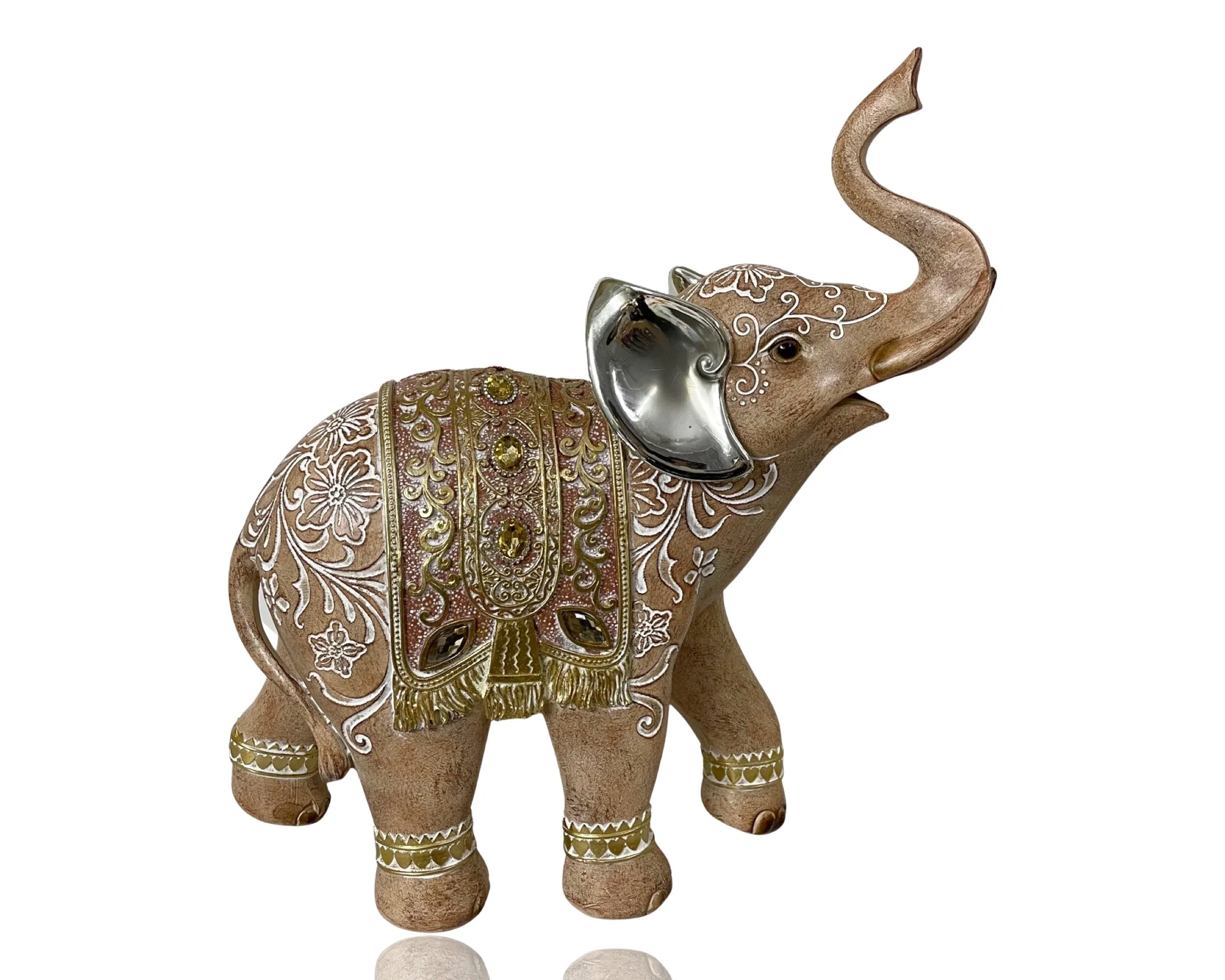 Polyresln Mehndi Design Elephant Ornament 31x33cm