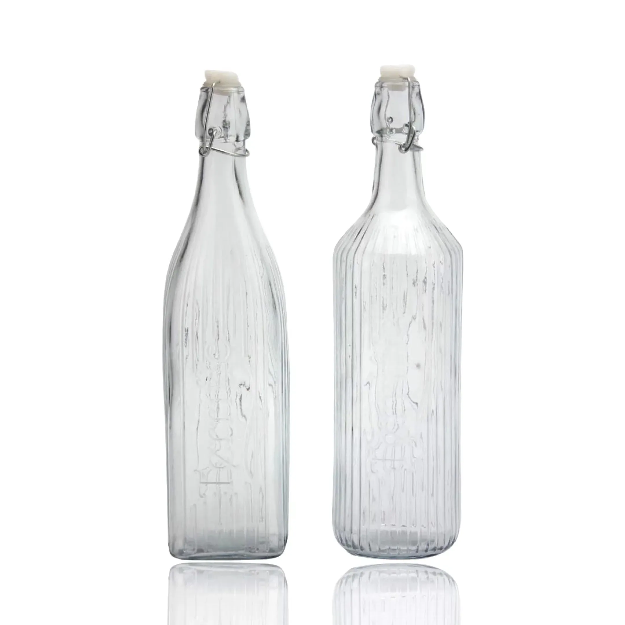 bulk 12 Clear Water Bottle Clip Top 1Lt 2 Assorted