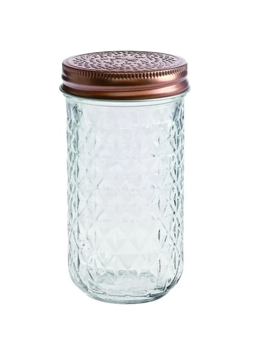 bulk 24 Large Diamond Look Glass Jar w Rose Gold Lid 13cm